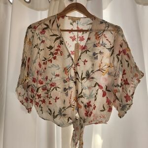 Lovestitch Floral Tie-Front Blouse NWT small